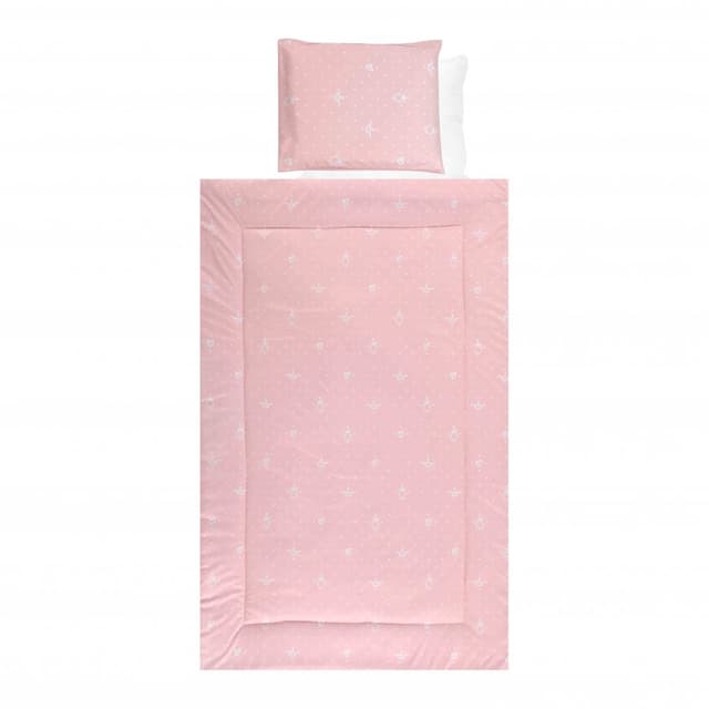 Set lenjerie pat 4 piese bumbac ranforce Little Bear Pink