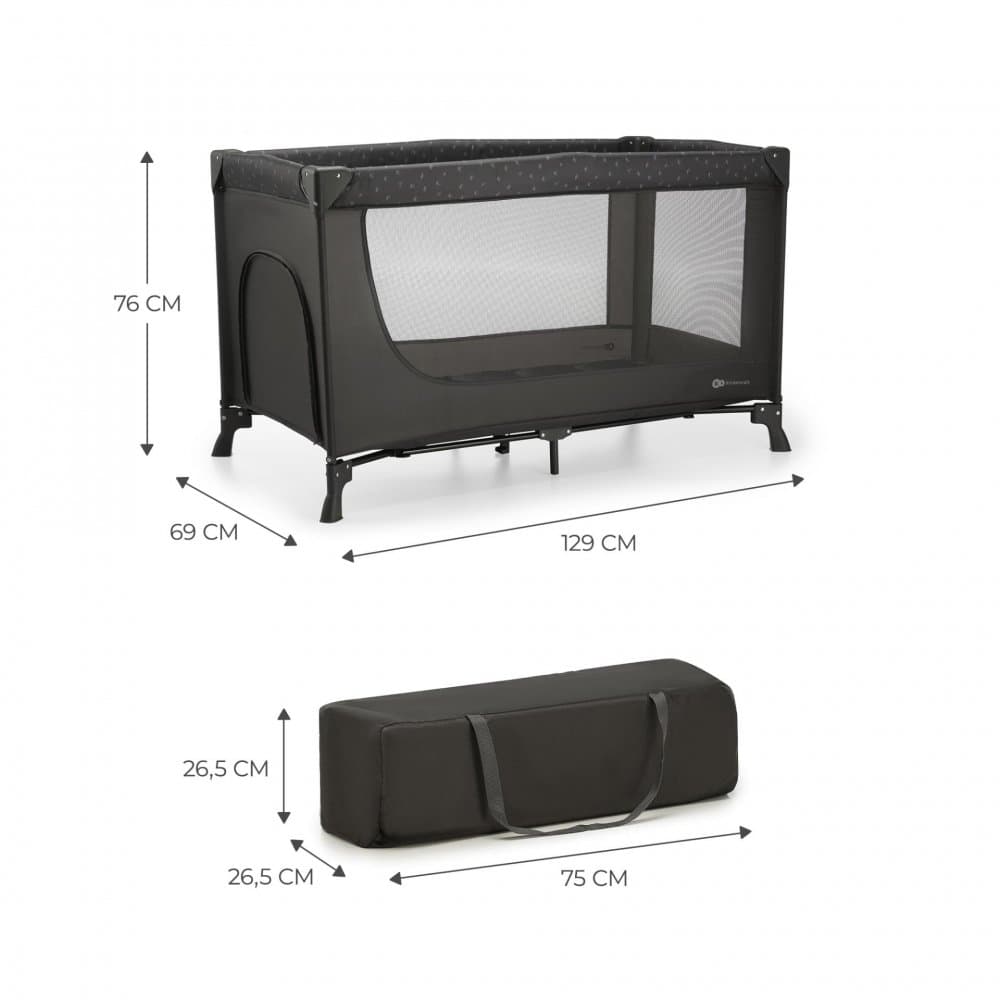 Patut pliabil cu un nivel si Geanta de transport inclusa KinderKraft Joy Light Grey pliabil in 5 secunde