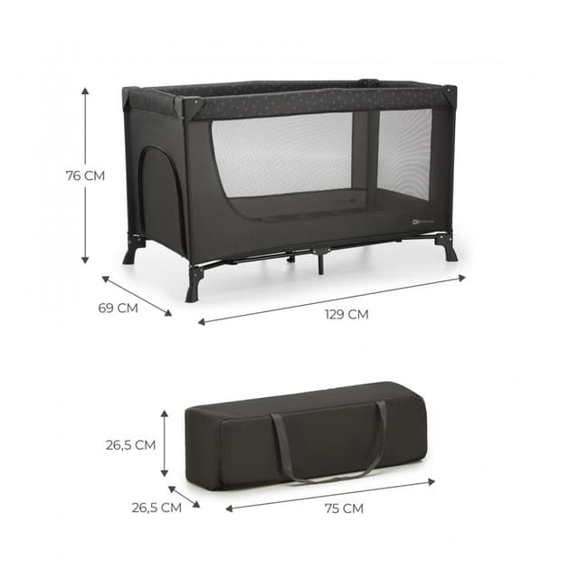Patut pliabil cu un nivel si Geanta de transport inclusa KinderKraft Joy Light Grey pliabil in 5 secunde