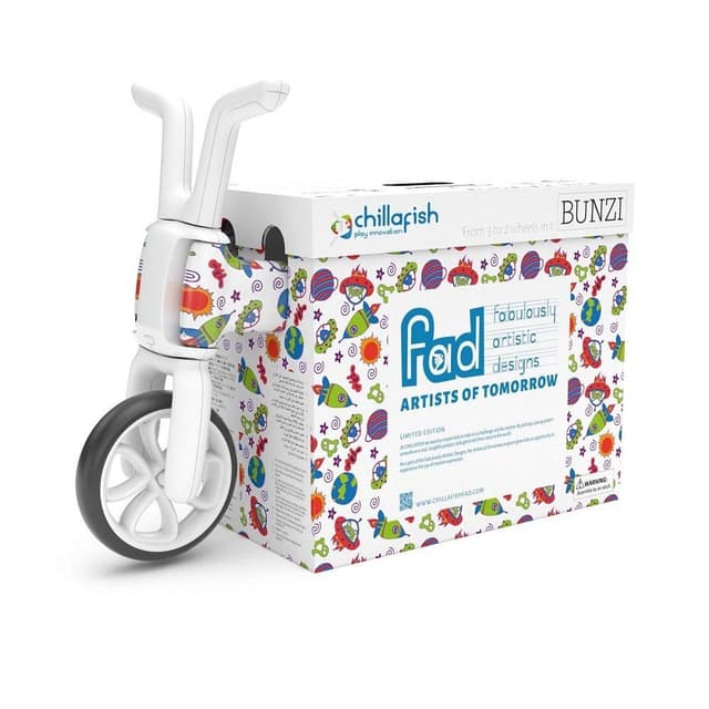 Tricicleta pentru copii Chillafish Bunzi Monsters 2 in 1 transformabila in bicicleta fara pedale, scaun usor reglabil, roti din cauciuc sintetic, spatiu depozitare jucarii, greutate admisa 25 kg