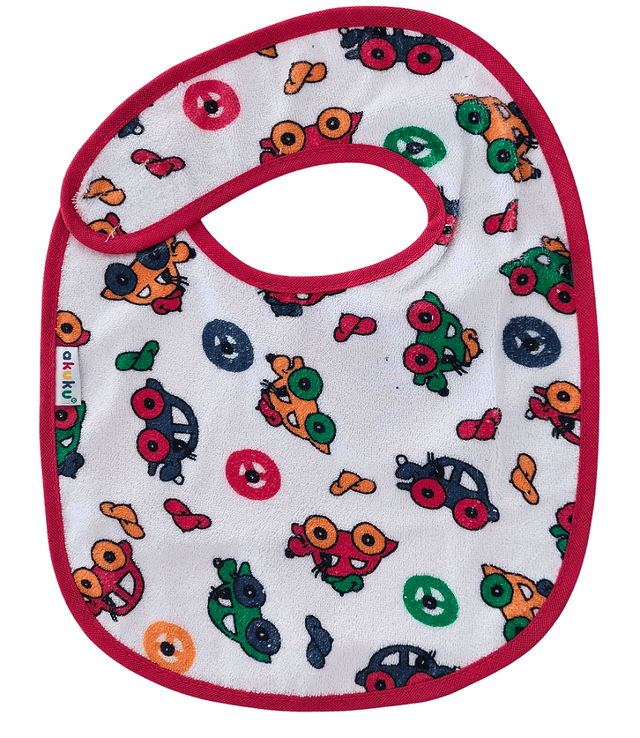 Baveta impermeabila din bumbac cu inchidere velcro 23x20cm Akuku Cars