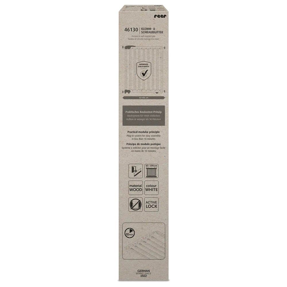 Poarta de siguranta Reer Basic White de perete, reglabila 63-106 cm