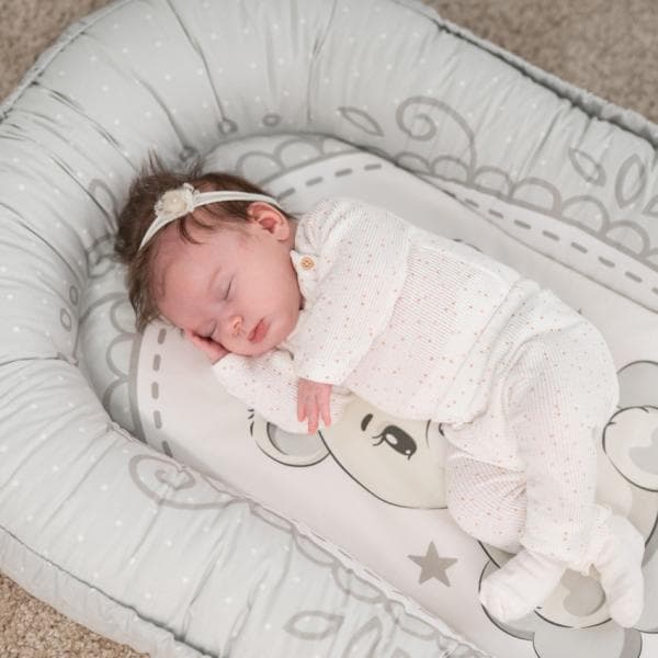 Baby Nest din bumbac ranforce 92 x 58 cm Little Bear Pink