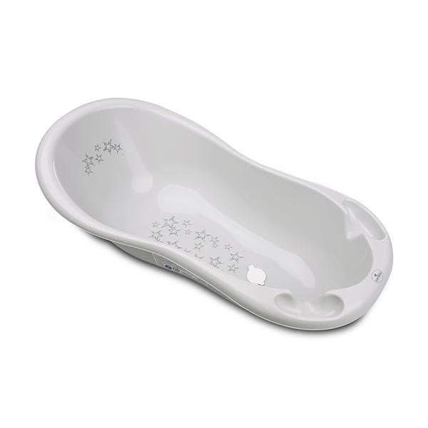Cadita pentru bebe 100x51x31 cm cu dop de scurgere si baza antialunecare Little Stars Grey