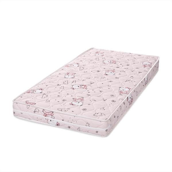 Saltea patut Lorelli Relax Pink Ballerina Bear 120x60x10 cm din spuma elastica cu husa detasabila din bumbac