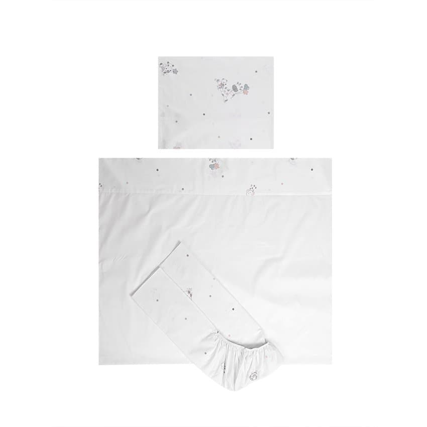 Set lenjerie patut 120x60 cm Tiny Dream 3 piese bumbac ranforce Giraffe White
