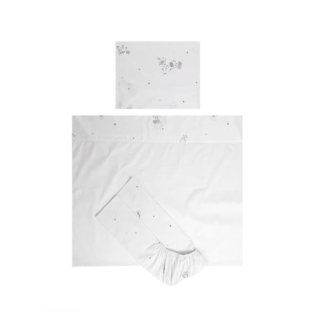 Set lenjerie patut 120x60 cm Tiny Dream 3 piese bumbac ranforce Giraffe White