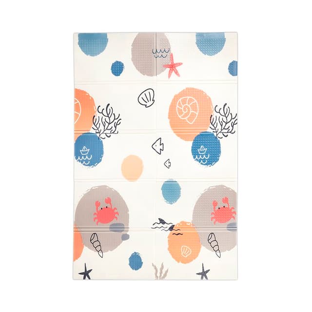 Covoras de joaca termic pentru copii Ocean Stars din spuma XPE, design cu doua fete, pliabil, 120x180 cm
