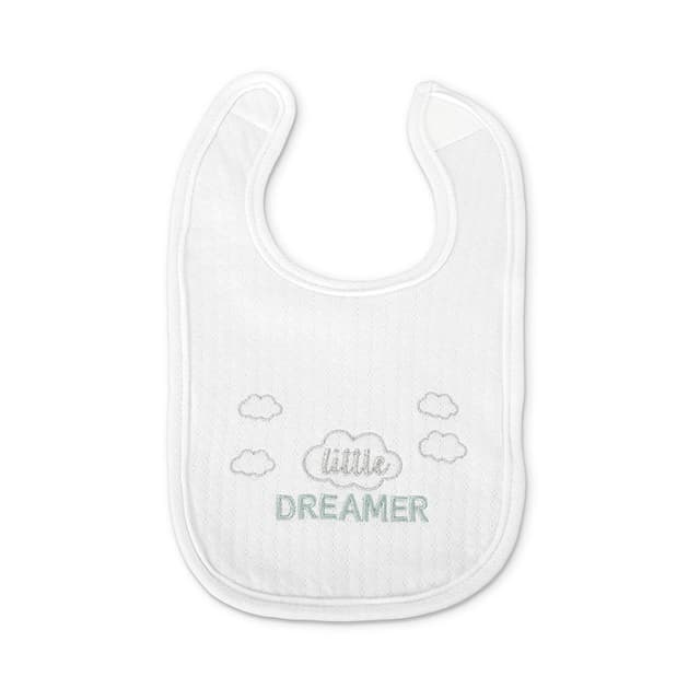 Set 3 bavete din bumbac pentru nou-nascut, inchidere cu velcro, potrivit pentru hranire si in perioada eruptiei dentare, 0 luni+, White