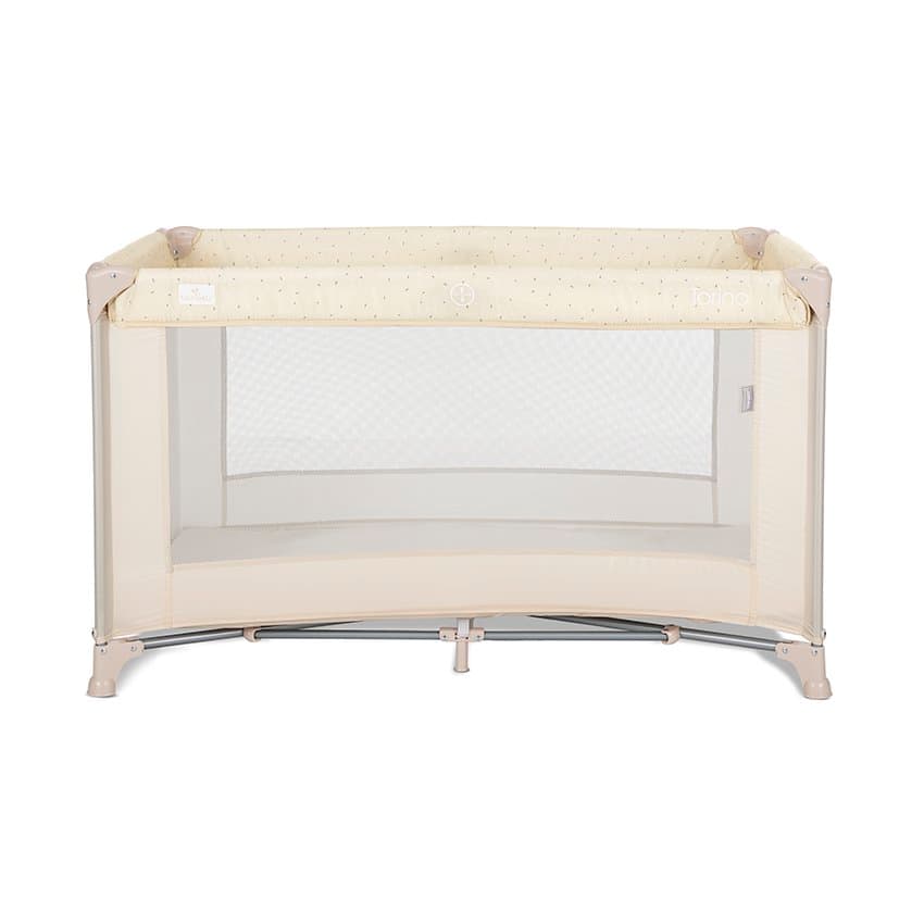Patut pliabil pentru copii Lorelli Torino Beige cu saltea inclusa si usa laterala cu fermoar