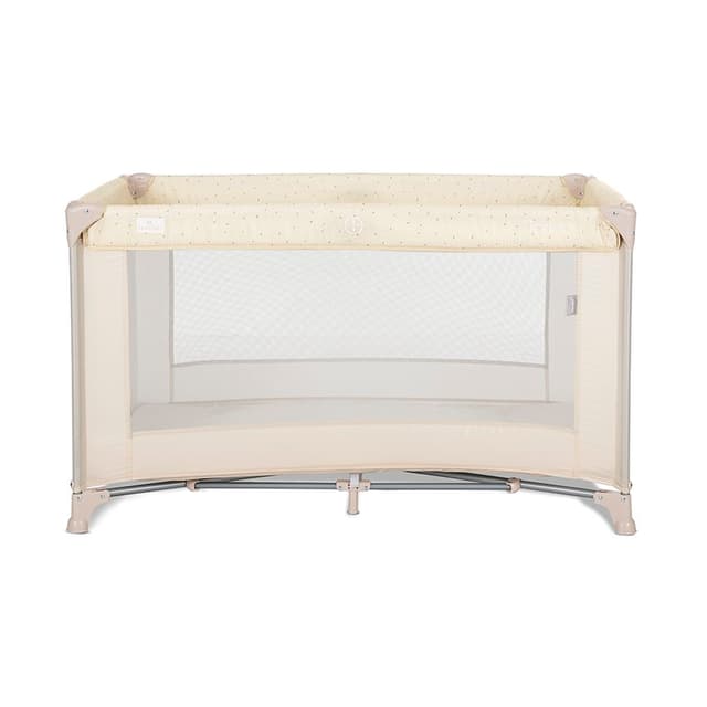 Patut pliabil pentru copii Lorelli Torino Beige cu saltea inclusa si usa laterala cu fermoar