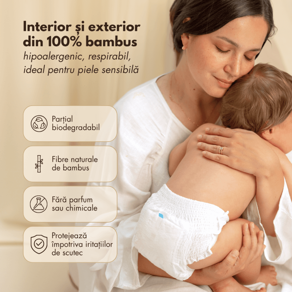 Scutece chilotel din bambus Zuluff, marime 5, 13-18 kg, 26 bucati